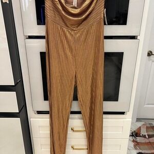 NWT Fashion To Figure Strapless Pant Suit Size 0 Gold/Copper